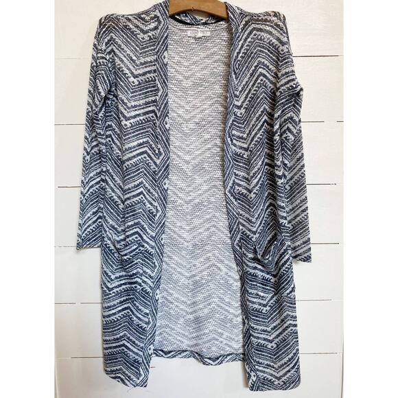 Aeropostale Women's Chevron Print Open Knit Duster‎ Cardigan Pockets SZ S - Picture 1 of 11